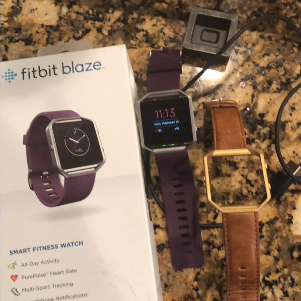 Fitbit Blaze Smartwatch - Purple and Brown Bands